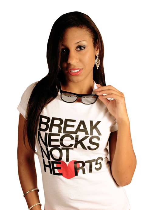 Break Necks Not Hearts Ladies Tee Shirt by AiReal in White